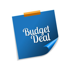 Budget Deal Blue Sticky Notes Vector Icon Design