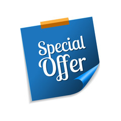 Special Offer Blue Sticky Notes Vector Icon Design