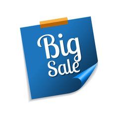 Big Sale Blue Sticky Notes Vector Icon Design