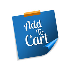 Add To Cart Blue Sticky Notes Vector Icon Design