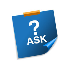 Ask Blue Sticky Notes Vector Icon Design