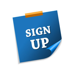 Sign Up Blue Sticky Notes Vector Icon Design