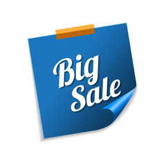 Big Sale Blue Sticky Notes Vector Icon Design