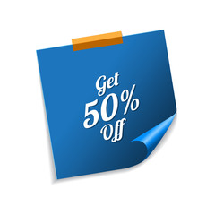 Get 50 Percent Blue Sticky Notes Vector Icon Design