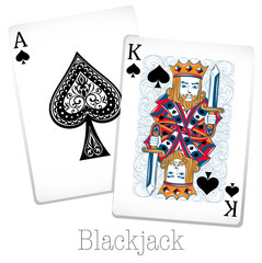 Blackjack cards with king and ace