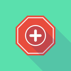 Obraz premium Long shadow stop signal with a sum sign