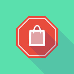Long shadow stop signal with a shopping bag
