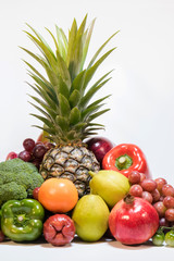 Naklejka na ściany i meble Group of Fresh fruits on white background