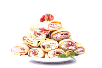 pancakes with cheese in the middle and jam