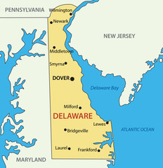 Delaware - vector map - obrazy, fototapety, plakaty