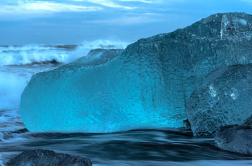 iceberg at black sand beach in Iceland