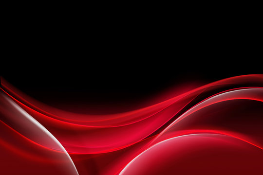 Red Abstract Waves Art Composition Black Background