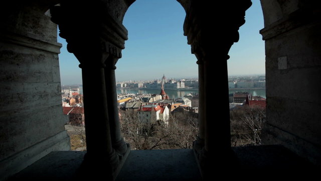 HD 1080: Budapest cityscape - Danube panorama from Buda Castle (Budavari palota) 