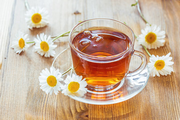 Cup of tea with chamomile