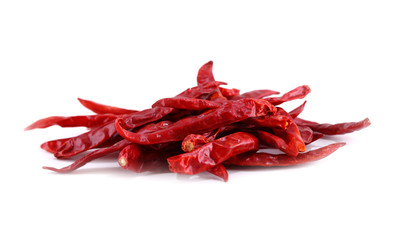 Dried big chili on white background