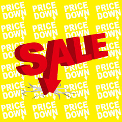 SALE(立体文字)-04■セール・バーゲン・特価・矢印・ひび割れ・突き刺さる