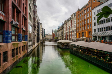 Naklejka na ściany i meble Canal view, Hamburg, Germany.