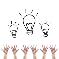 Hands Holding Ideas Colorful Icons Concept