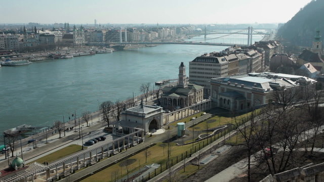 HD 1080: Budapest cityscape - Danube panorama from Buda Castle (Budavari palota) 