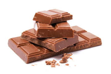 Milk chocolate isolated on white background