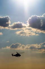 helicopter in the sunny sky