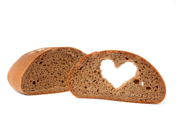Sauerteig-Volkornbrot, Brotscheibe mit Herz