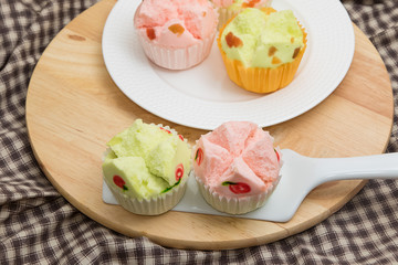 Cotton wool cake. Thai Dessert (steam cup cake)