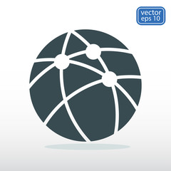 Global technology or social network  icon, vector illustration. 