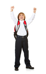 Student: Boy with Arms in Air