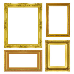 Set golden frame isolated on white background