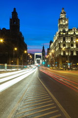 Fototapeta premium BUDAPEST - JANUARY 10: Traffic at night in Budapest, Hungary on