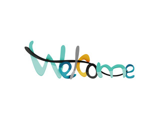 Welcome word, drawn lettering typographic element