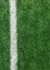 White Stripe Line on The Green Soccer Field from Top View used as Template