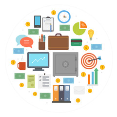 Business icons circle composition