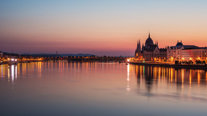 Fototapeta na wymiar Budapest (Hungary) in the sunrise