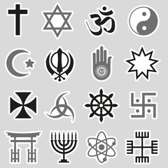 world religions symbols vector set of stickers eps10 - 87220220