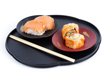 California Roll Maki with Masago and Sushi Salmon