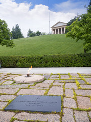 The Eternal Flame on Jacqueline Kennedy's Grave in Arlington National Cemetery in Virginia USA