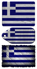 Obraz premium Greece Flag painted on wood tag
