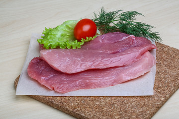 Raw pork schnitzel