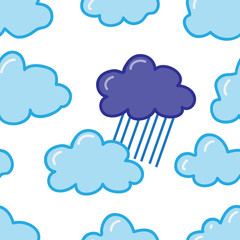 Seamless pattern with cute clouds. Vector illustration.