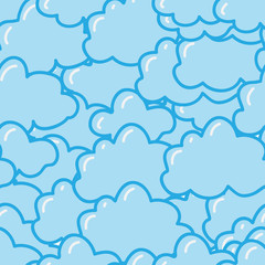 Seamless pattern with cute clouds. Vector illustration.