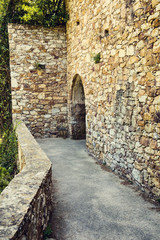 Cobble stone path on a medieval gate fortress