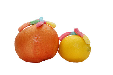 grapefruit lemon and candies