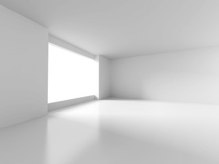 White Room With Window Light. Abstract Interior Background