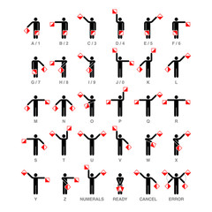 Semaphore flag signals, alphabet and numbers © piai