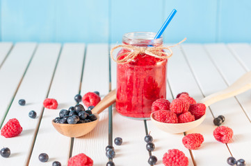 Healthy diet high dietary fiber breakfast with blueberries and