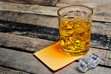Scotch on wooden background