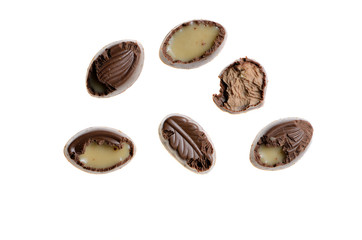 mice bitten chocolate candy on isolate