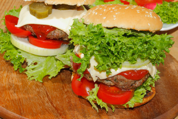 Hamburger, Fast food, Junk food, Hacksteak, Salat, Tomaten, Käse